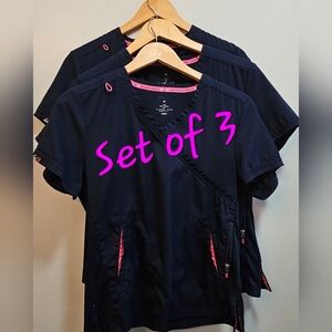 Lot of 3 - Koi Lite 316 Philosophy Scrub Top Women's Medium Slim Fit Navy Blue